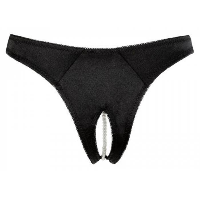 Black  G-string with Pearls - Image 4