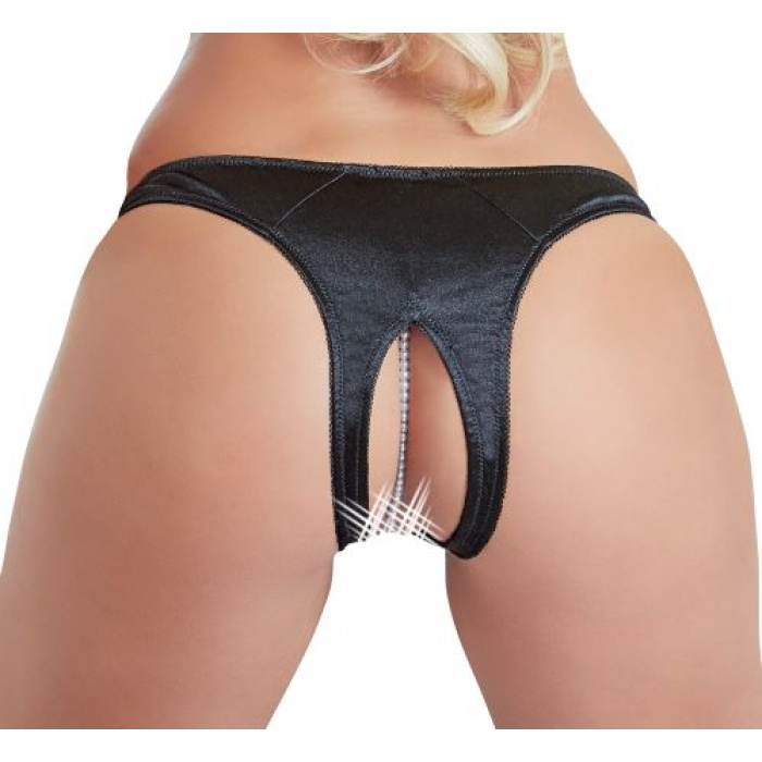 Black  G-string with Pearls - Image 5