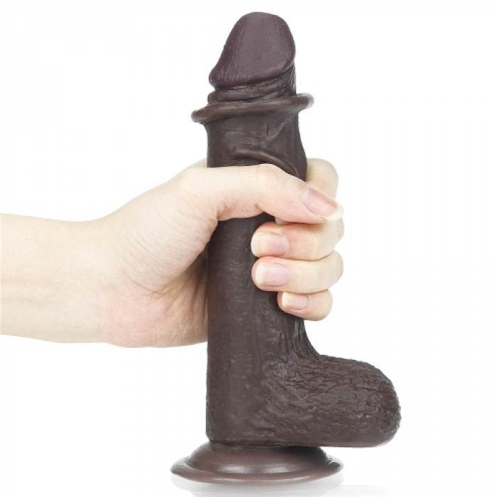 7'' Sliding Skin Dual Layer Dong - Black - Image 4