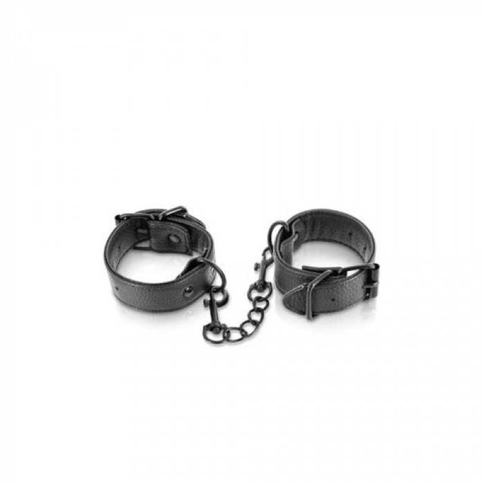 Adjustable black faux leather handcuffs Fetish Tentation - Image 2