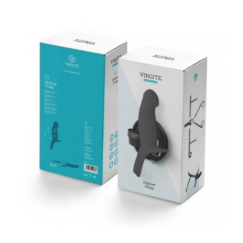 HOLLOW HARNESS H1 BLACK DILDO SIZE S, 14.2cm - Image 2