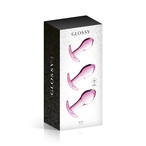 Σετ 3 Glossy Toys Νο. 17 Ροζ Γυαλινες Πρωκτικες Βυσματα - Image 1
