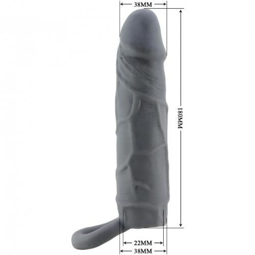 PRETTY LOVE – REALISTIC SKIN PENIS SLEEVE DARK GREY - Image 2