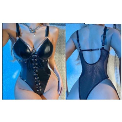 Lingerie Spicy Girl Fun Sexy Shaping Lacquer Leather Bodysuit - Image 1
