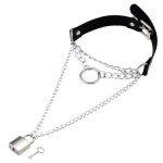 Leather choker Collar with Lock Adjustable Size - Image 4