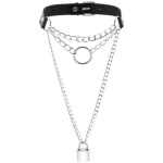 Leather choker Collar with Lock Adjustable Size - Image 2
