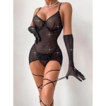 See-through Solid Rhinestone Glove Ties Three-Piece Set - Image 2