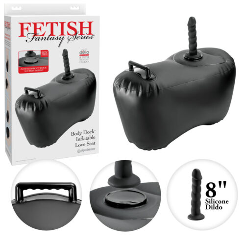 Pipedream-Fetish-Fantasy-Body-Dock-Inflatable-Love-Seat-with-8-Inch-Silicone-Dildo-Black-PD4471-23-603912775372-Multiview Body Dock Inflatable Love Seat & Dildo 8'' - Image 1